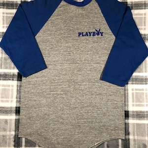 Playboy - Vintage 70s - Adult Magazine Raglan Single Stitch T Shirt - Size L