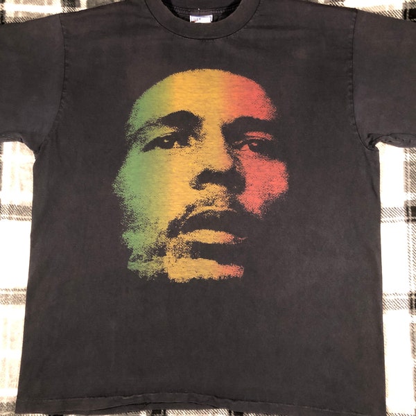 Bob Marley - Vintage 90s - Reggae Ska Rock Band Single Stitch Faded T Shirt - Size XL