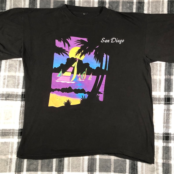 Vintage 80s - San Diego California - Classic City Souvenir Tourist Single Stitch T Shirt - Size S