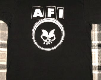 Vintage AFI American Rock Band Large Black T Shirt in Darkness 