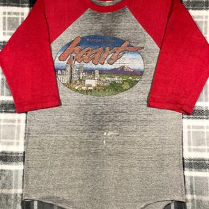 Heart - Vintage 80s - Seattle Coliseum 1980 Sold Out - Rock Band Concert Single Stitch Raglan T Shirt - Size M