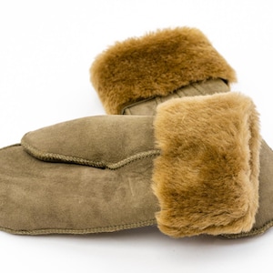 手作りメリノシープスキンミトン：ソフトウールの冬用手袋