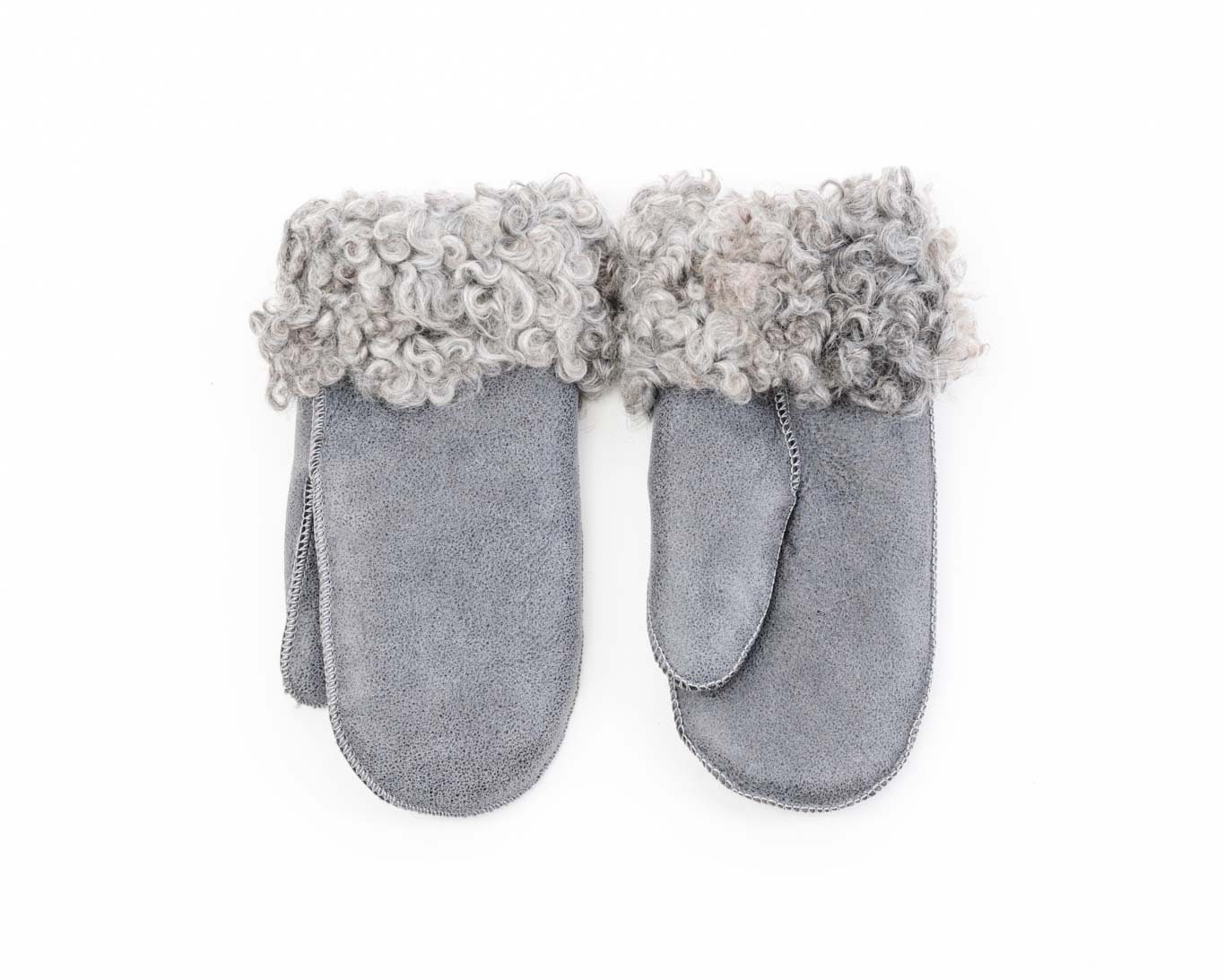 Genuine Women's Sheepskin Mittens, Gotland Collar, Soft and Warm Wool