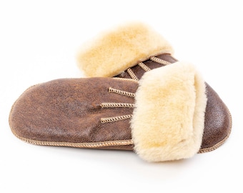 Luvas de pele de carneiro merino feitas à mão: luvas de inverno de lã macia