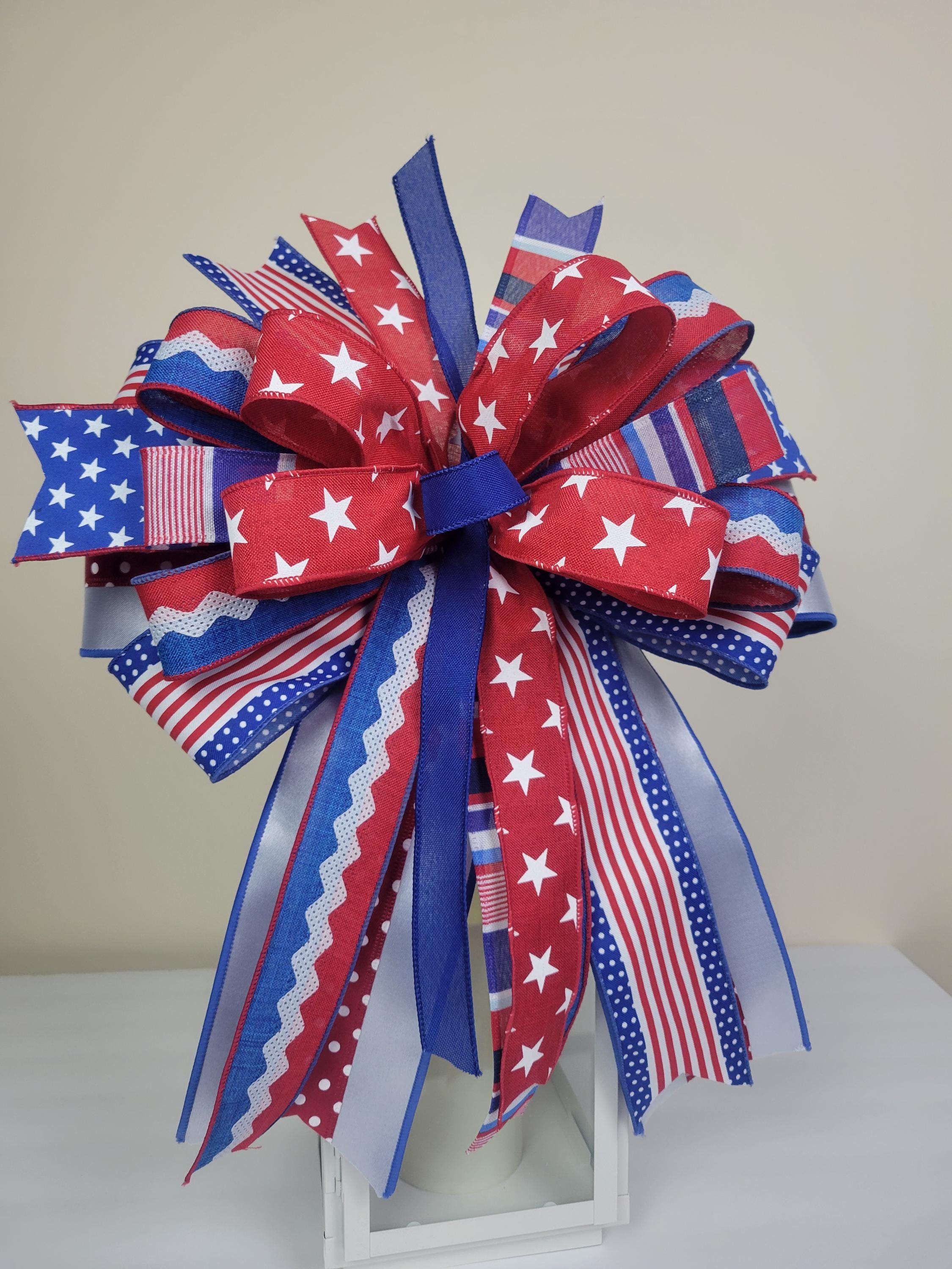 Patriotic Wreath Bow: Red White Blue American Flag Decor - Etsy