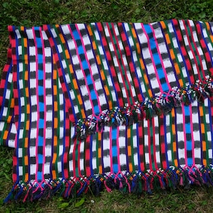 Tzu&#39;tujil Hand-Loomed Cotton Guatemalan Rebozo // Scarf Shawl Blanket Textile Altar Cloth Pregnancy Wrap