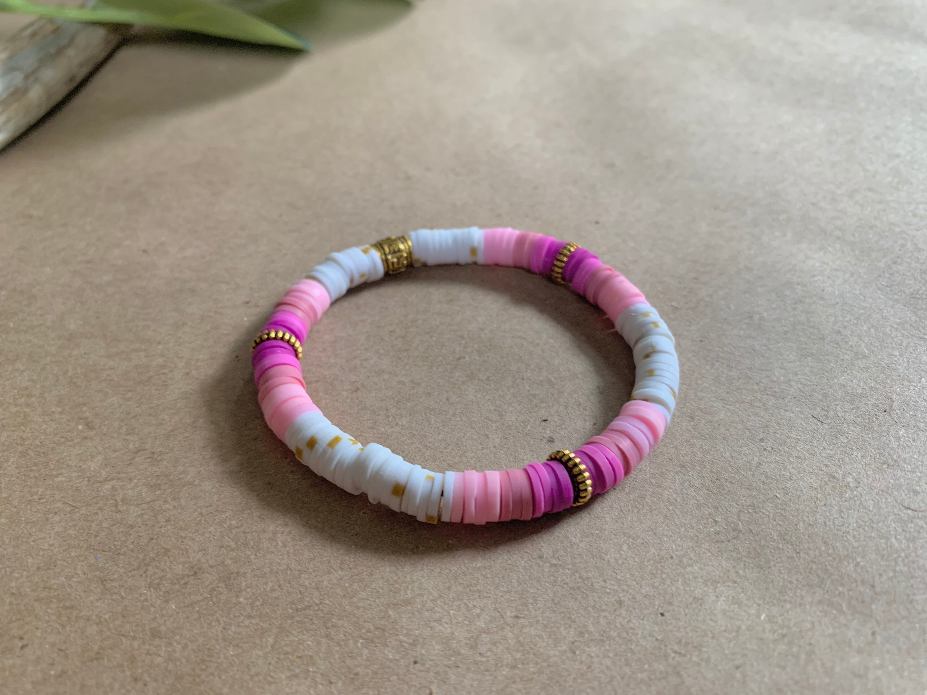 Heishi Bracelet Pink Pop Etsy