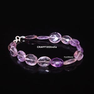 Dainty Ametrine Bracelet, Natural Ametrine Faceted Oval Gemstone Beaded Bracelet, Purple Yellow Shades Beads Jewelry, Minimalist Bracelet