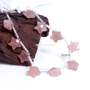 AAA +Strawberry Quartz Faceted Beads , Genuine Strawberry Quartz, Star Shape Gemstone Beads,Handmade Beads, Making For Jewelry