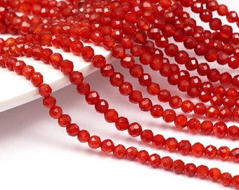 Red Onyx 3mm Natural Beads, Faceted Round Gemstone Beads 13&#39;&#39;