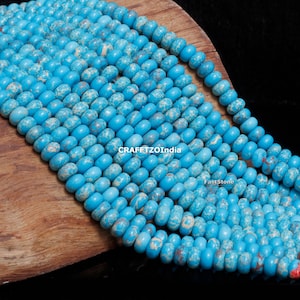 Echte blaue Arizona-Türkis-glatte Rondelle Edelstein-Perlen, 8 mm Türkis-Perlen, AAA-Großhandel Halb kostbare Perlen für die Herstellung von Schmuck