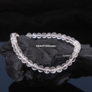 Pulsera de cristal, pulsera de cuentas de piedras preciosas redondas facetadas de cristal natural, pulsera de cristal curativo, pulsera de protección, pulsera de buena suerte, regalo