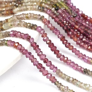 Tundra Sapphire Natural 3-3.5mm Beads, Rondelle Faceted Sapphire Beads, Genuine Sapphire Beads, Multi Color Crystals Jewelry Making 13&#39;&#39;