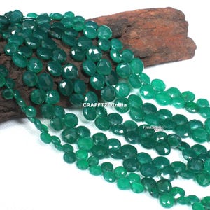 Green Onyx Heart Briolettes, Natural Green Onyx Faceted Heart Shape Gemstone Briolettes, Positive Beads, Making For Jewelry Beads, Gift