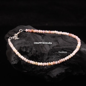 AAA+ Pink Opal Bracelet, AAA Natural Pink Opal Faceted Rondelle Beaded Bracelet, Handmade Bracelet, Dainty Opal Bracelet, Gift