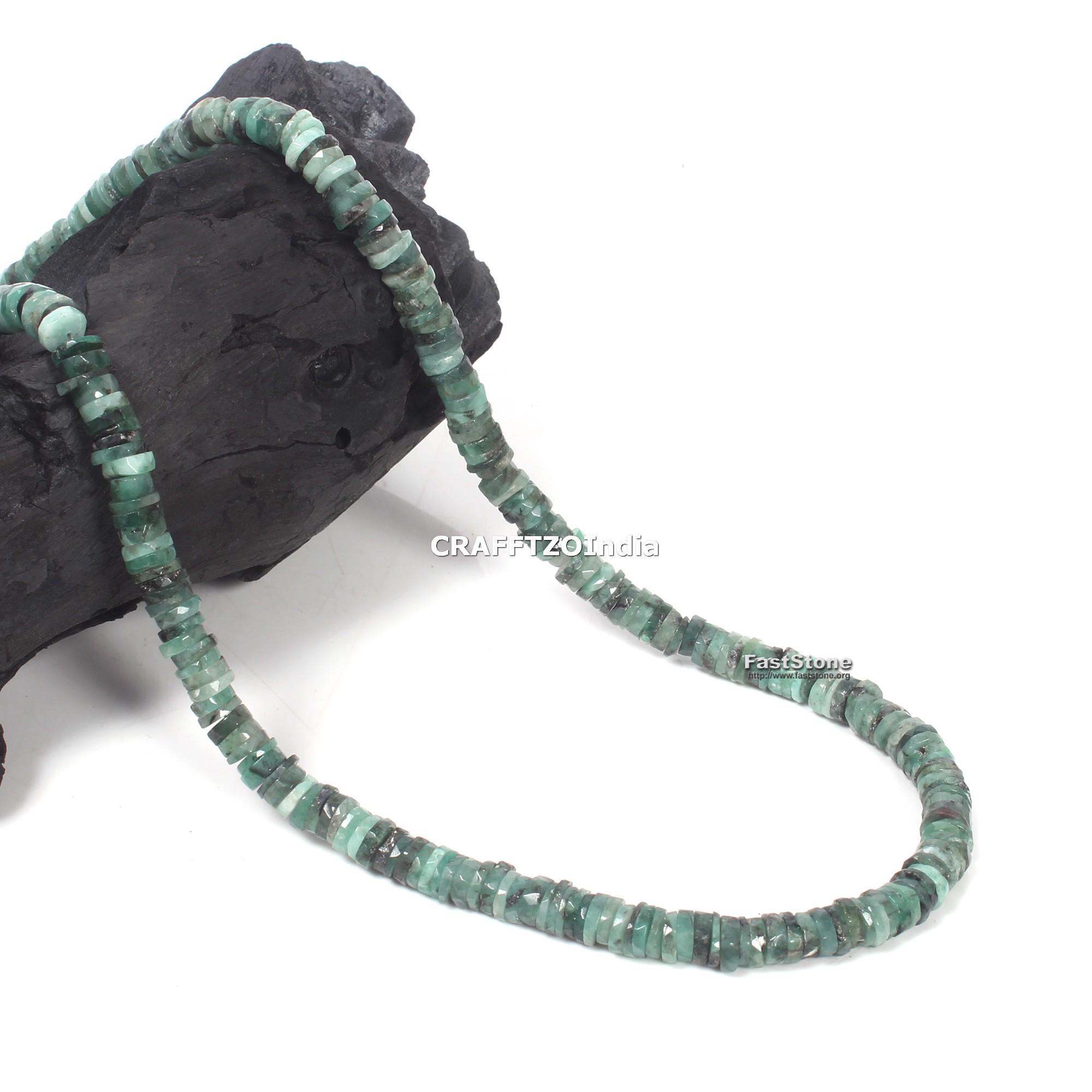 ハンドメイドのファセットエメラルドヘイシネックレス、天然宝石ビーズ