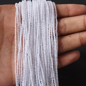 Natural Crystal Quartz Beads, Crystal Quartz Round Faceted Gemstone Beads, Genuine Crystal Beads, Clear Quartz Tiny Beads Making Jewelry
