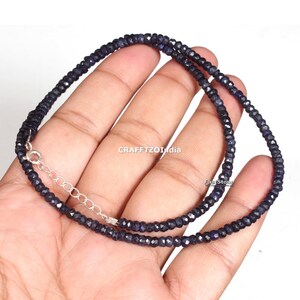Blue Sapphire Necklace, Natural Sapphire Faceted Rondelle Shape Gemstone Beaded Necklace, Making For Jewelry, Handmade Beads