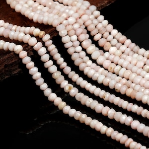 Natural Pink Opal 3-4mm Beads, Rondelle Faceted Opal Beads, Genuine Pink Opal Beads, Pink Opal Beads For Jewelry Making 13&#39;&#39; Opal