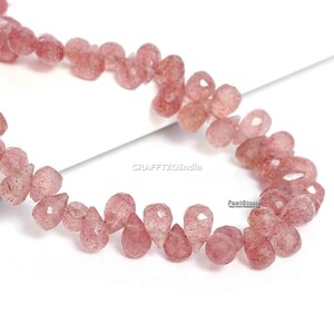 Strawberry Beads Briolettes, Natural Strawberry Quartz Faceted Teardrop Gemstone Beads, Wholesale Beads, Quartz Beads For Making Jewelry