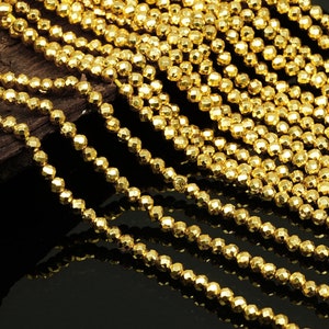 Sparkling Natural Golden Pyrite 3mm Beads, Gemstone Beads, Golden Beads,Golden Pyrite Round Faceted Beads, 13&#39;&#39; Jewelry Craft Making