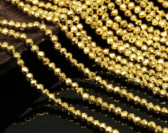 Sparkling Natural Golden Pyrite 3mm Beads, Gemstone Beads, Golden Beads,Golden Pyrite Round Faceted Beads, 13&#39;&#39; Jewelry Craft Making