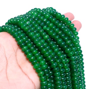 Genuine Green Jade Beads, Green Jade Quartz Smooth Rondelle Shape Gemstone Beads, Green Jade Quartz Jewelry Making Beads, Jade Crystal Beads