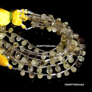 AAA+ Lemon Quartz Beads, Natural Bio Lemon Quartz Faceted Tear Drops Shape Gemstone Briolettes Beads, Lemon Beads Jewelry Making Craft, Gift
