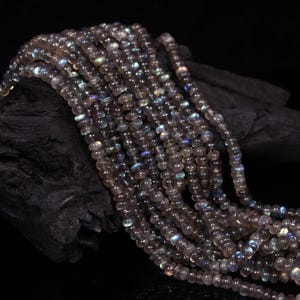 Genuine Labradorite Rondelle Beads, Natural Blue Fire Labradorite Smooth Rondelle Gemstone Beads, Labradorite Plain Beads Strand 15&#39;&#39;