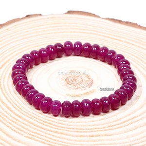 Stunning Plum Bracelet, Plum Smooth Rondelle Quartz Bracelet, Healing Crystal Bracelet, Stretchable Bracelet, Gemstone Beads, Gift For Her