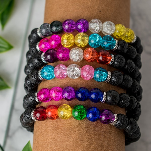 LGBTQ+ Pride - Lava und Glasperlenarmband