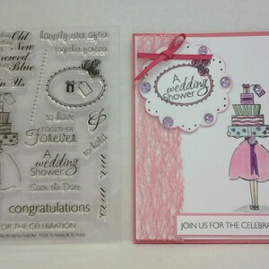 Wedding Clear Stamp Set or Red Rubber Art Stamps