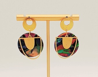 Cher Earrings - Unique Circle Multicolor Earrings - Statement Earrings - Nickel-Free Polymer Clay Earrings