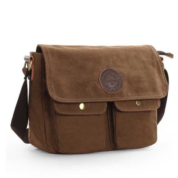 Men's Retro Canvas Messenger Bag - Crossbody Satchel for School or Work Vintage Style