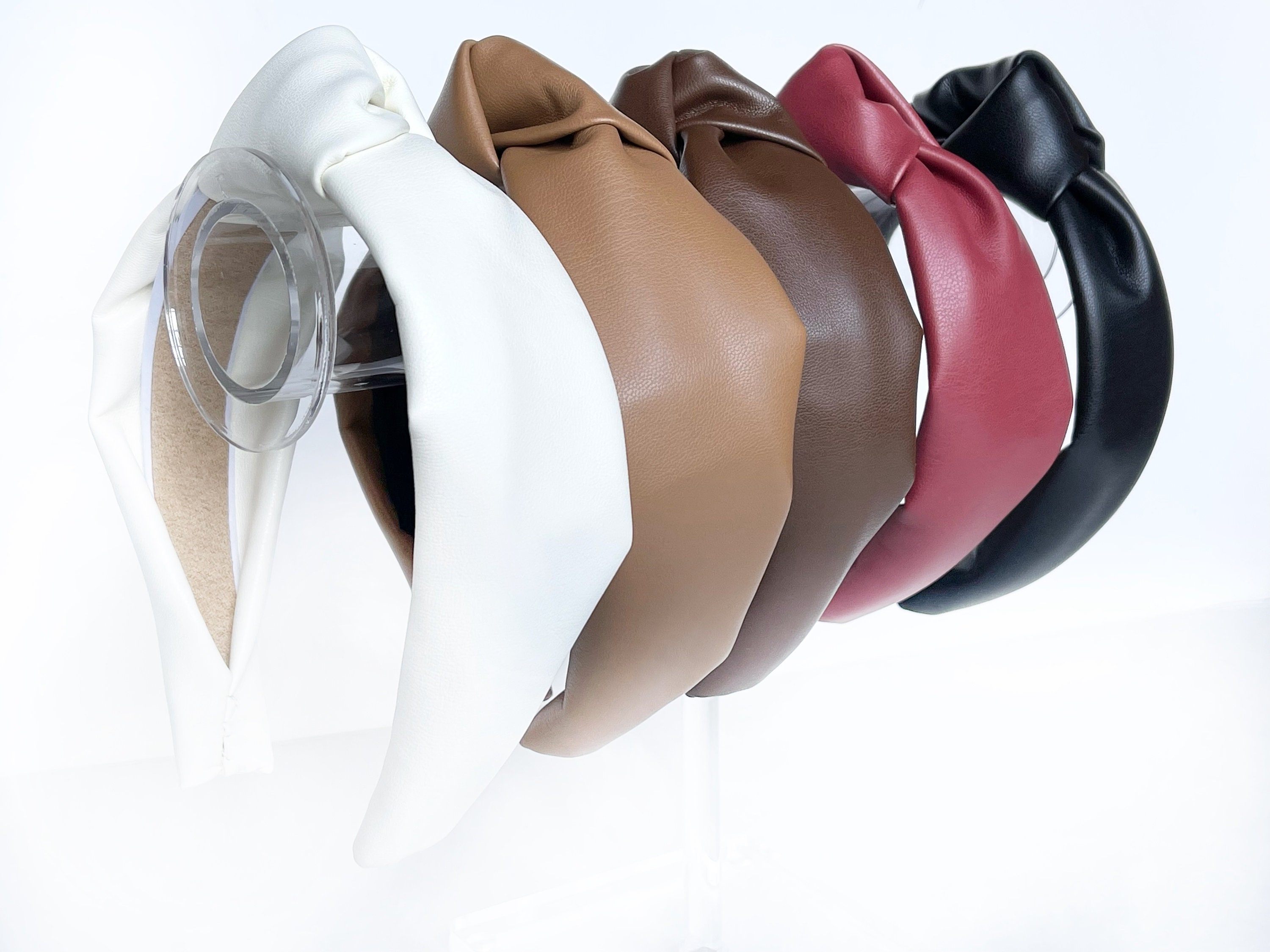 Faux Leather Fabric Top Knot Headband - Etsy