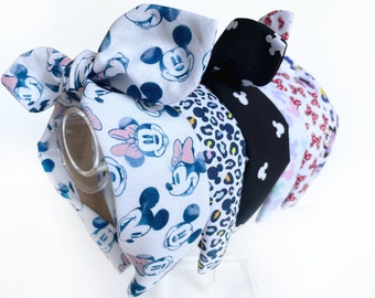 Mickey & Minnie Top Knot and Bow Headband