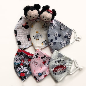 Mickey and Minnie Face Mask with Nose Wire and Filter Pocket