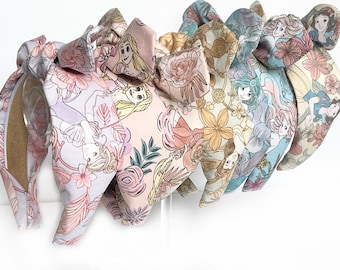 Disney Royal Floral Top Knot and Bow Headband