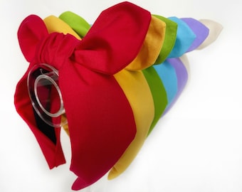 Solid Color Top Knot and Bow Headband