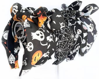 Spooky Scary Halloween Top Knot and Bow Headband