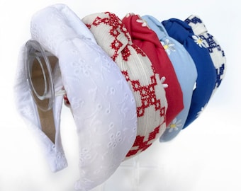 Embroidered Top Knot Headband