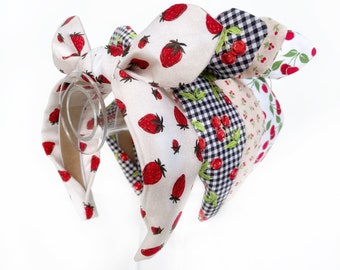 Berries & Cherries Top Knot and Bow Headband