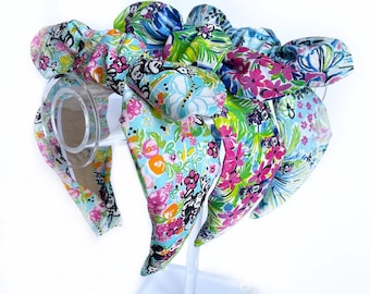 Summer Disney Floral Top Knot and Bow Headband