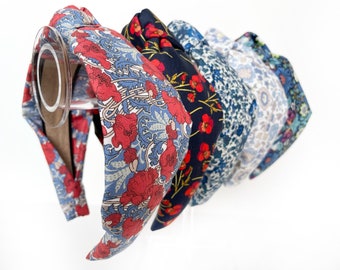 Blue Floral Top Knot Headband