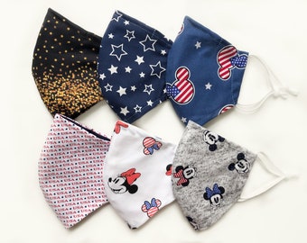 Patriotic Face Mask with Nose Wire and Filter Pocket