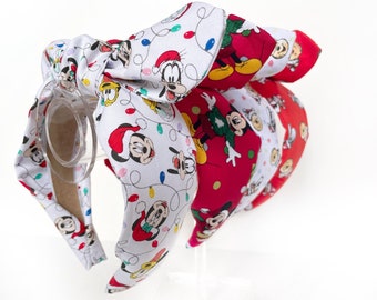 Disney Christmas Top Knot and Bow Headband