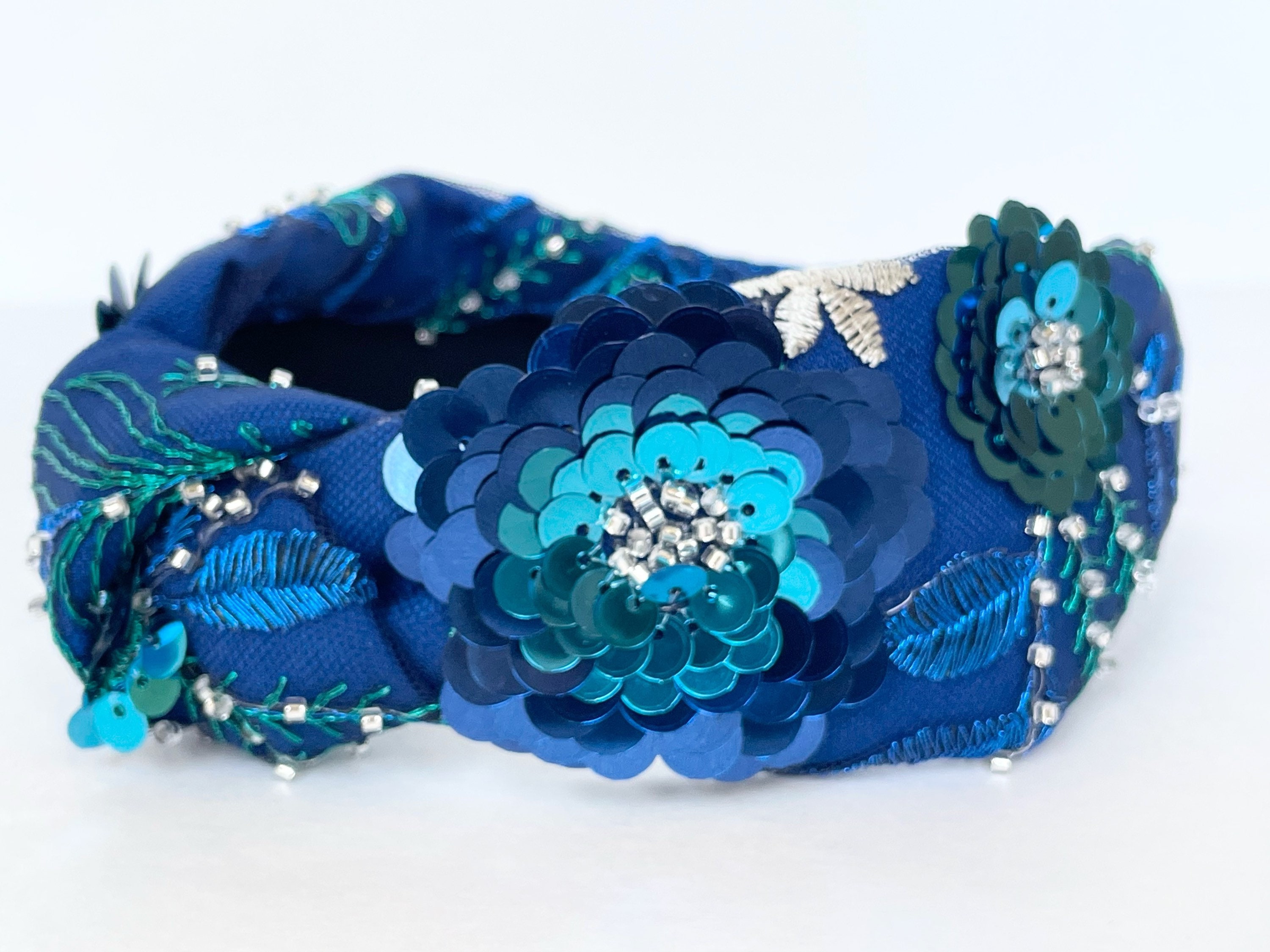 Top Knot Embellished Headband - Blue/tan and more - IMG_2554_d22889f8-5009-475c-  main image 3