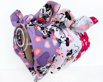 Mickey & Minnie Valentine's Top Knot and Bow Headband