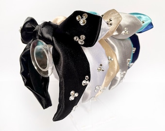 Satin Embellished Top Knot and Bow Headband