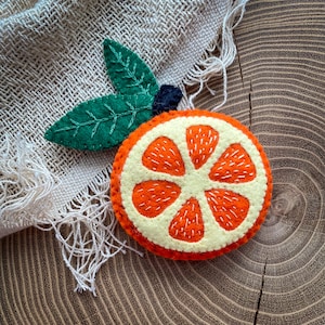Vilt oranje ornament PDF-patroon, schattige koelkastmagneet, keukendecoratie, tuinaccent, viltfruitornament